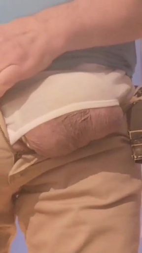Pervert at Home Showing His Huge Bulge