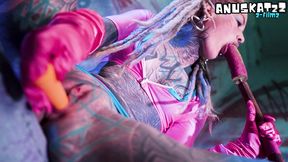 tattoo girl solo double penetration with toys - anal mastrubation - atm, goth, punk, dp