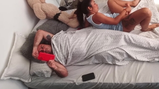 I masturbate in front of my horny stepdad and we make a video
