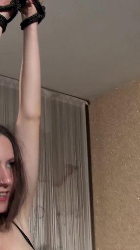Yasemin Tied, Spanked and Wanked with a Big Dildo