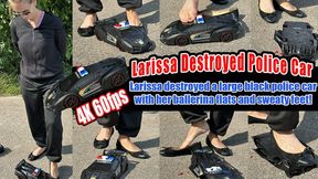 4k 60 fps | Larissa Crushes a Massive Black Police Car with Her Sweaty Ballerina Flats and Powerful Feet!