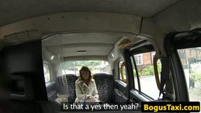 Ginger british taxi babe riding cabbies cock