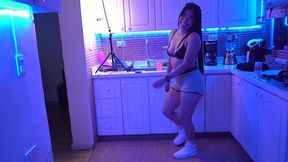 dancing at the kitchen on a streptease