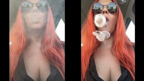 POV: blowing smoke in your face inside the car