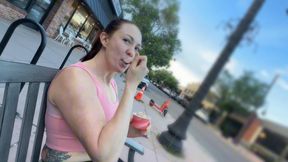 FULL tinder date ends by CUMSHOT on the roof of cafe
