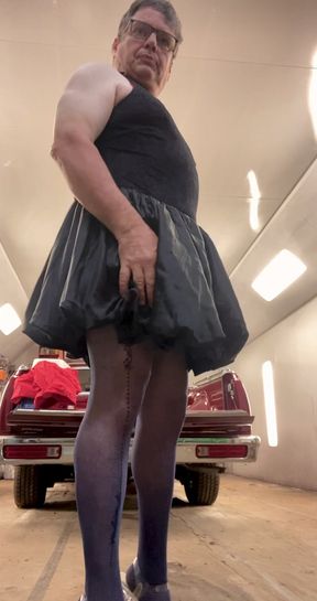 My Favorite Dress with Blue Stockings and High Heels