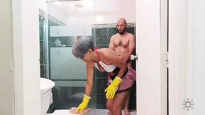 I love how my stepbrother&#039;s cock gets hard when he sees me cleaning.