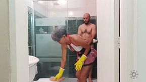 I love how my stepbrother&#039;s cock gets hard when he sees me cleaning.