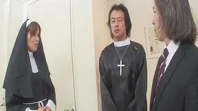 Sultry Nun Hitomi Kanou Ravished by Two Lustful Priests in Hot Tryst