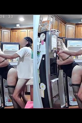 Head Stuck in Refrigerator and Fucked From Behind