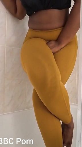 Pissing My Self Wearing Nylon Leggings in the Shower