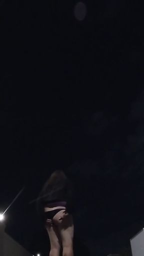 Older Mature and Horny CD outdoors crusing in a parkking lot got caught !   Clip 1