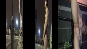 se exibindo pelado na rua, masturbando e se mostrando para os carros que passam com risco de flagra.