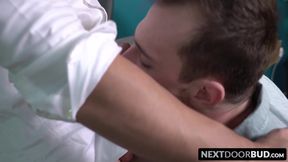 Jock employe has bareback sex with his boss in the office