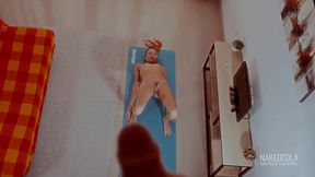 stepsister turned me on while working out naked - huge squirt