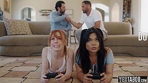 Damon Dice, Madi Collins And Summer Col - Teen 18+ Gamer Girls Pounded By Stepdads In A Hardcore Anal Foursome