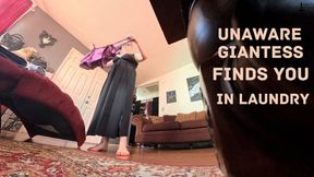 Unaware Giantess Finds you in Laundry - VR 4k - ft. Jane Judge in this barefoot giant woman scene where she finds you while doing chores and puts you in her big tits before smushing you under her big ass on Science Friction
