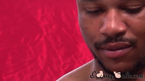Muscular dude Chris continuously wanks his black dick to reach climax