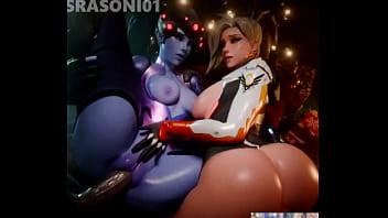 Tight Bald Pussy Widowmaker Getting Fucked While Mecry Takes It In Her Ass By BBC Gooners