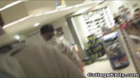 ”Amatur coed blonde teen sneaking around”