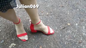 Julian069 polkadot skirt, red top, red heels