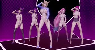 5 Sexy Busty Hot K/DA Babes Dance Strip-tease On the Stage - 3D Porn Animation