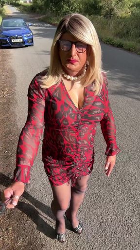 Epic moment from &quot;Sexy Crossdresser kellycd2022 enjoying an afternoon drive a little pit stop break&quot;