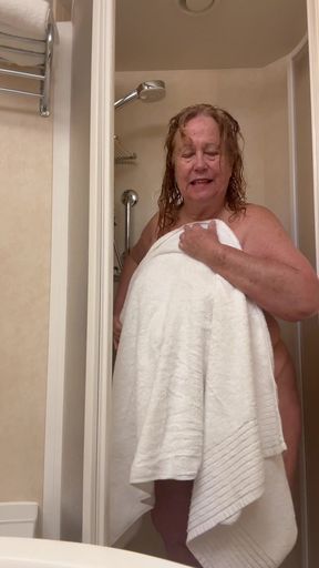 Granny Shower After Pouring Bubbly All Over