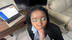 ebony secretary wants a promotion so her boss fucked her through a tiny hole in her skirt