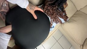 ebony secretary wants a promotion so her boss fucked her through a tiny hole in her skirt