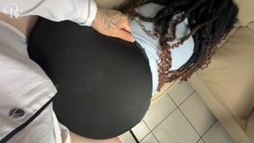 ebony secretary wants a promotion so her boss fucked her through a tiny hole in her skirt