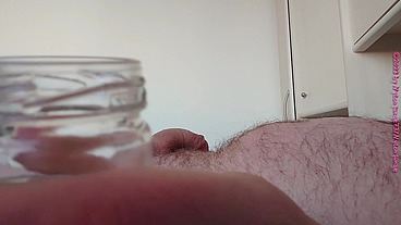 Das Sperma von Nylonjunge im Glas 1 ** Anwichsen **