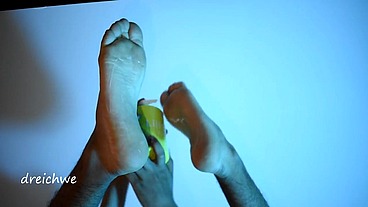 Worship of feet with cream