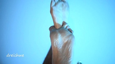 Worship of feet with cream