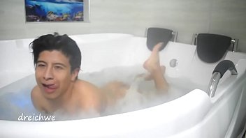 Taking a bath in the tub