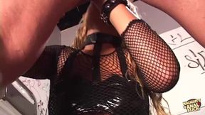 Catching the Lingerie Covered Blonde Smoking Cigs in the Bathroom Ends with Hardcore Anal Discipline