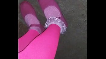 Pink frilly socks pink flats and pink pantyhose