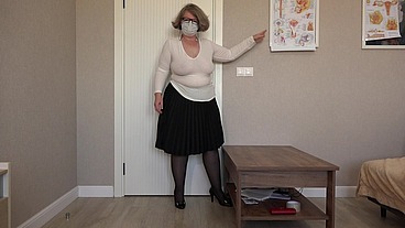 Practical lesson in anatomy class. Mature teacher teaches anal-vaginal penetration and cums. PAWG.