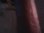 Hands free vacuum cleaner sucks the head of my cock