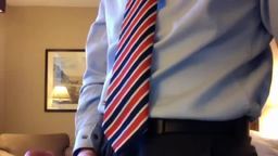 Going to work in shirt & tie unzip & quick jerk