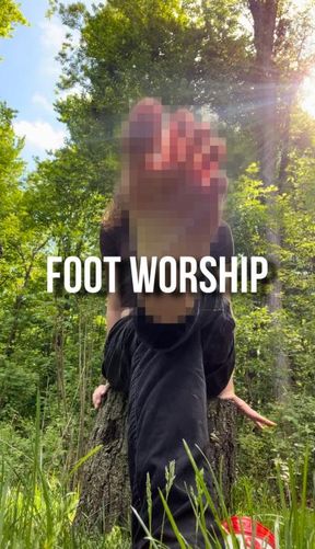 Worship my feet while I sit in a forest