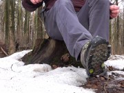 A walk barefoot in a muddy woods