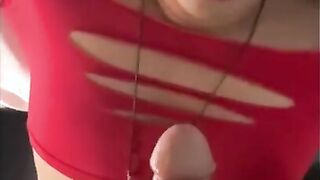 Best fellatio from Bae red clothed t-girl sluts plus cum inside mouth