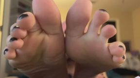Petite Painted Black Goth Foot Worship UP CLOSE