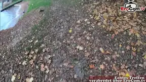 Blonde German HOT MOM with glasses meets stranger for public hammering