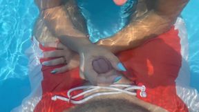 Blowjob, Handjob in Public Pool