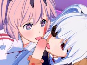 Senran Kagura - Futa Asuka X Hibari and Yagyuu Threesome Hentai