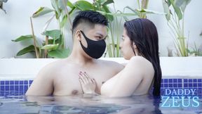 Sweet Asian Bitch Kycee Gets Her Pussy&#x270C; Pounded By Daddy Z Under Pool Water