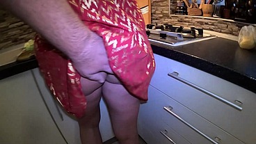 🍳 Red & Gold Dress Kitchen Play – Spanking, Blowjob, Doggy & Intense Orgasm 298