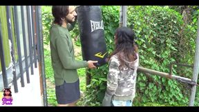 While Boxing I Hit the Neighbor and I Have No Choice but to Indulge Him by Sucking His Big Cock and Letting Him Fuck Me.